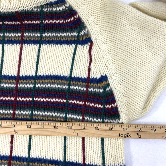 Laura Scott Womens Turtleneck Sweater Size Small Cream Plaid Preppy Wool Blend‎ - Picture 7 of 11